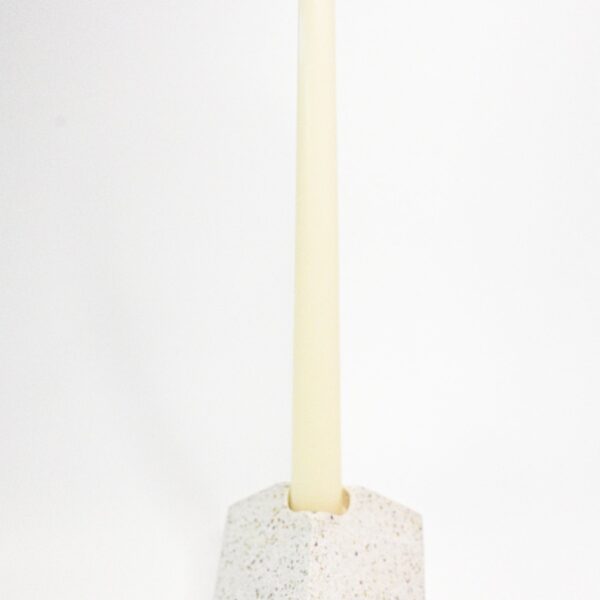 Roslie White Terrazzo Cube Candle Holder – Modern Minimalist Decor